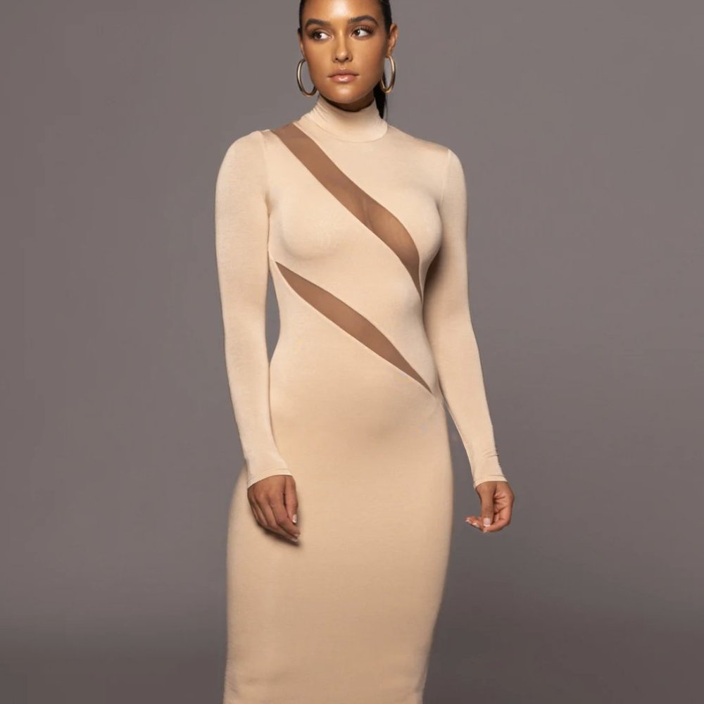 TAN ABIGAIL MIDI DRESS